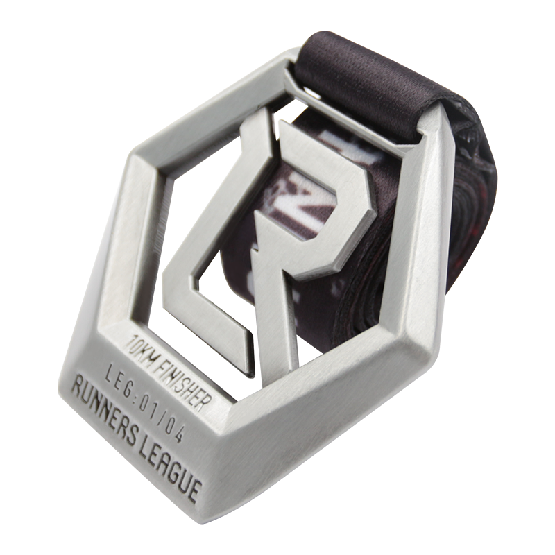 Personalised 3d zinc alloy silver 10km running medal