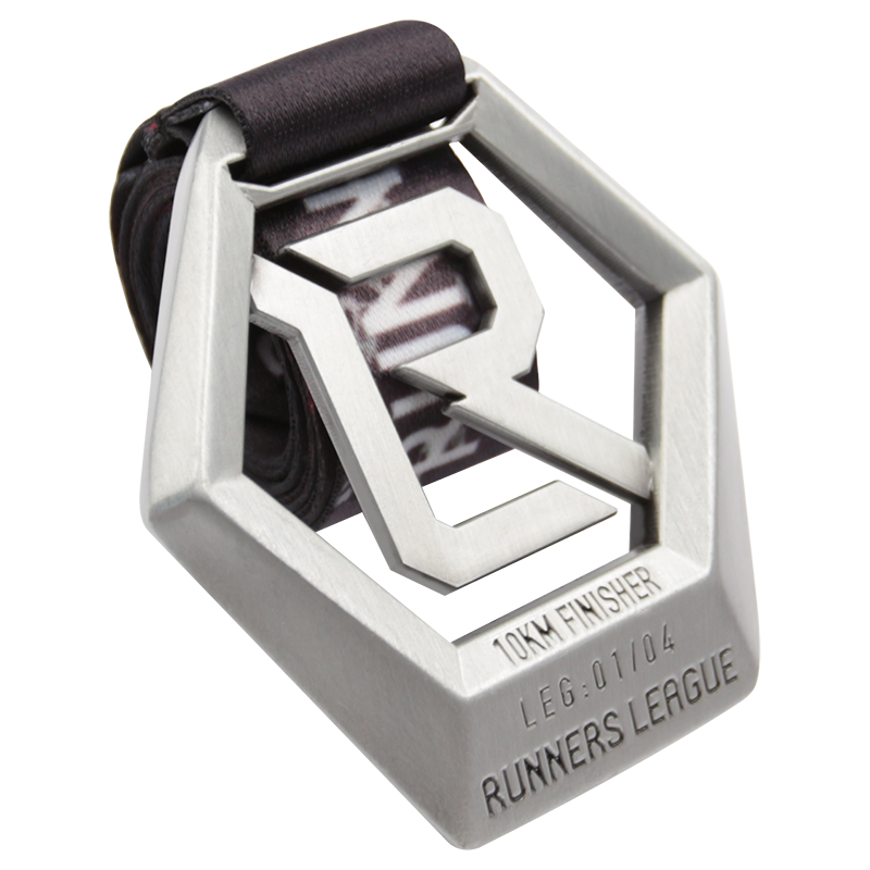 Personalised 3d zinc alloy silver 10km running medal