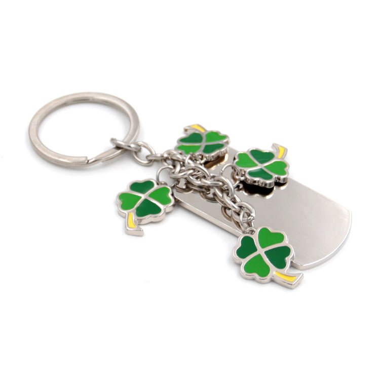 Metal soft enamel four-leaf clover keychain
