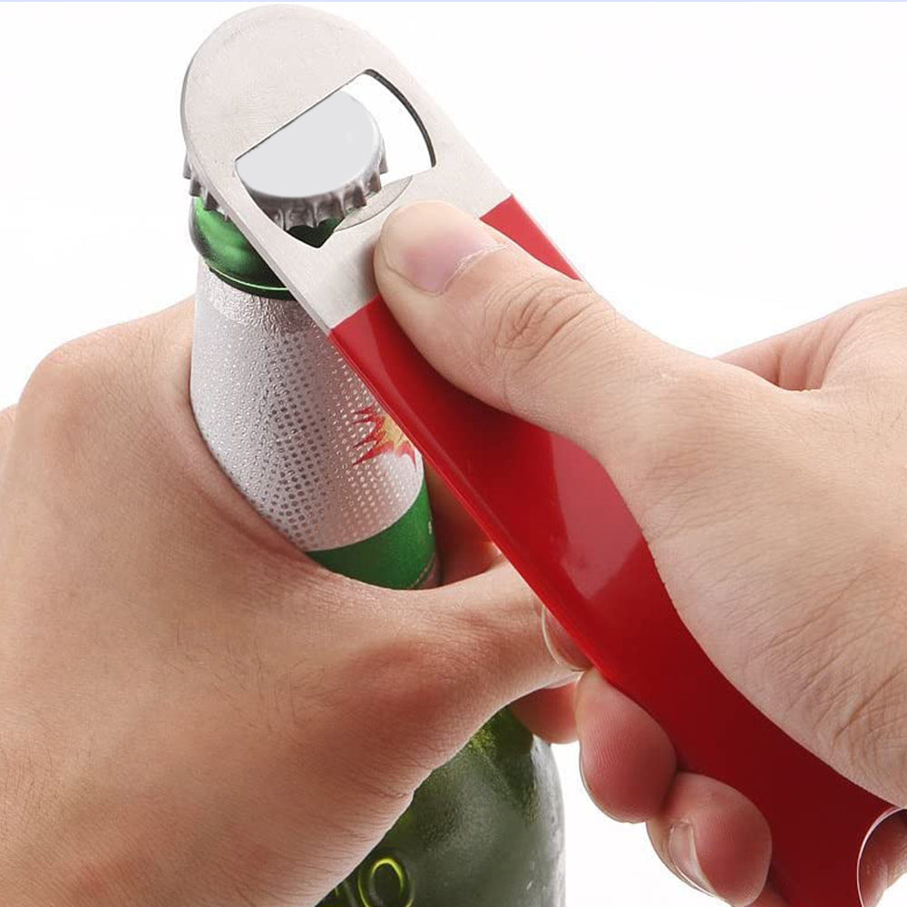 Stainless steel rubber flat bottle opener