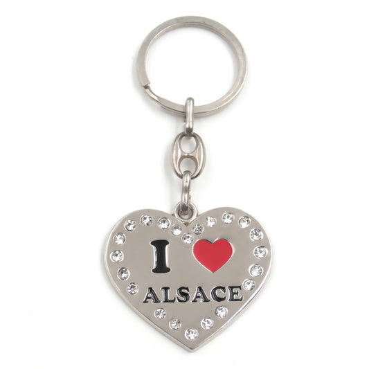 Rhinestone Heart Metal Keychain