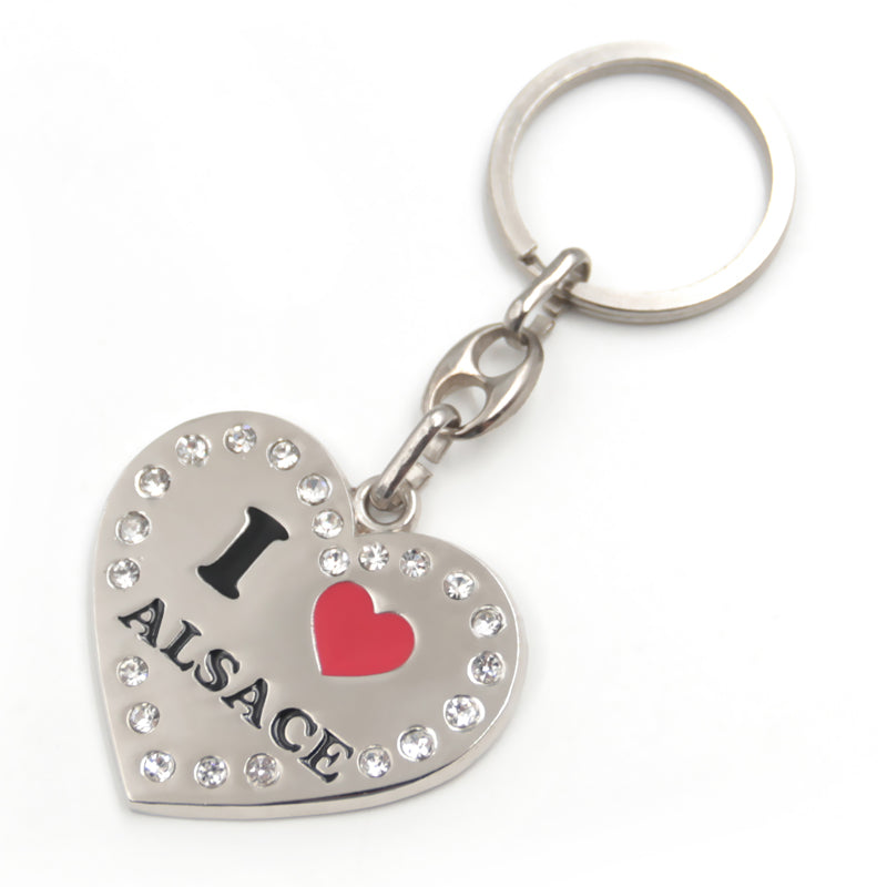 Rhinestone Heart Metal Keychain