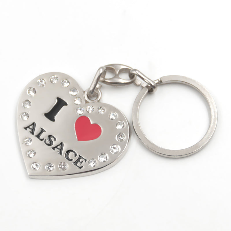 Rhinestone Heart Metal Keychain