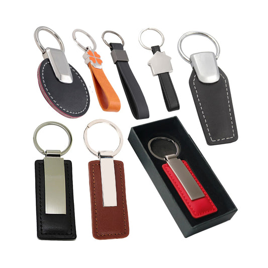 Custom sublimation logo luxury pu leather keychain