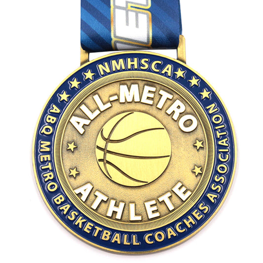 Personalised metal athtele basketball medal