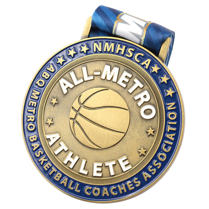 Personalised metal athtele basketball medal