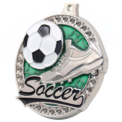 Manufacturer custom 3d diamond sport soccer medal