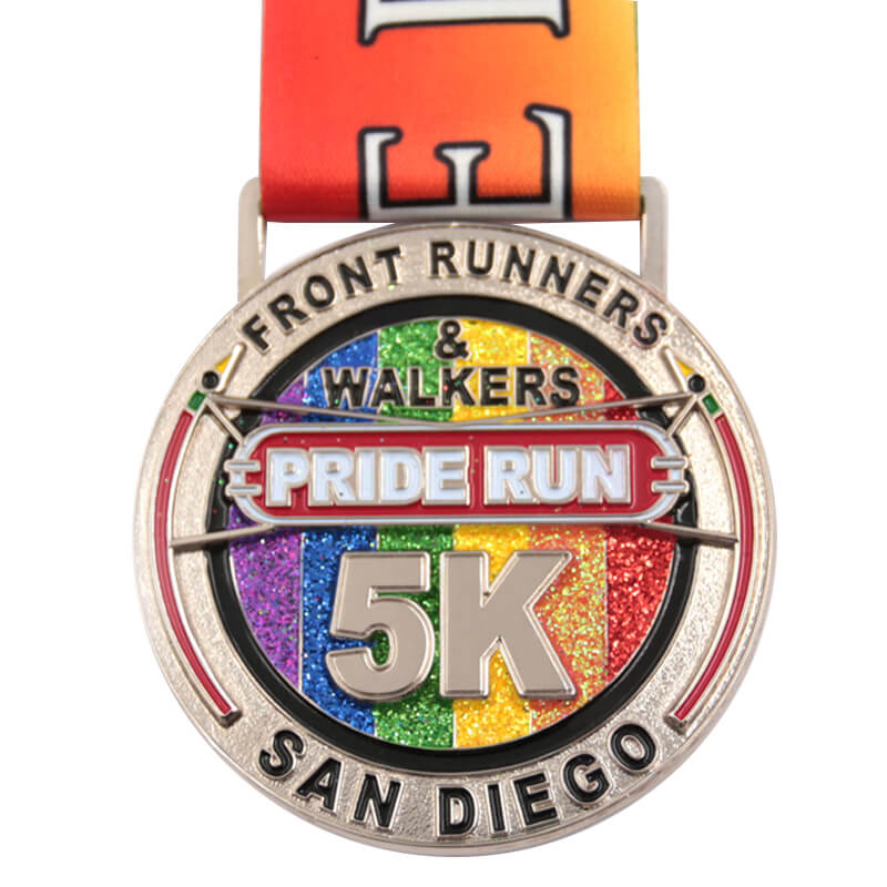 Rainbow glitter walkers 5k pride running medal