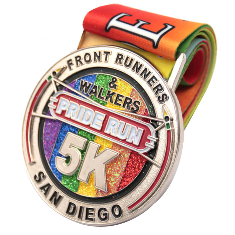 Rainbow glitter walkers 5k pride running medal