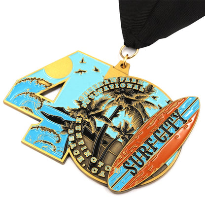 Custom design 40th anniversary surf city medal