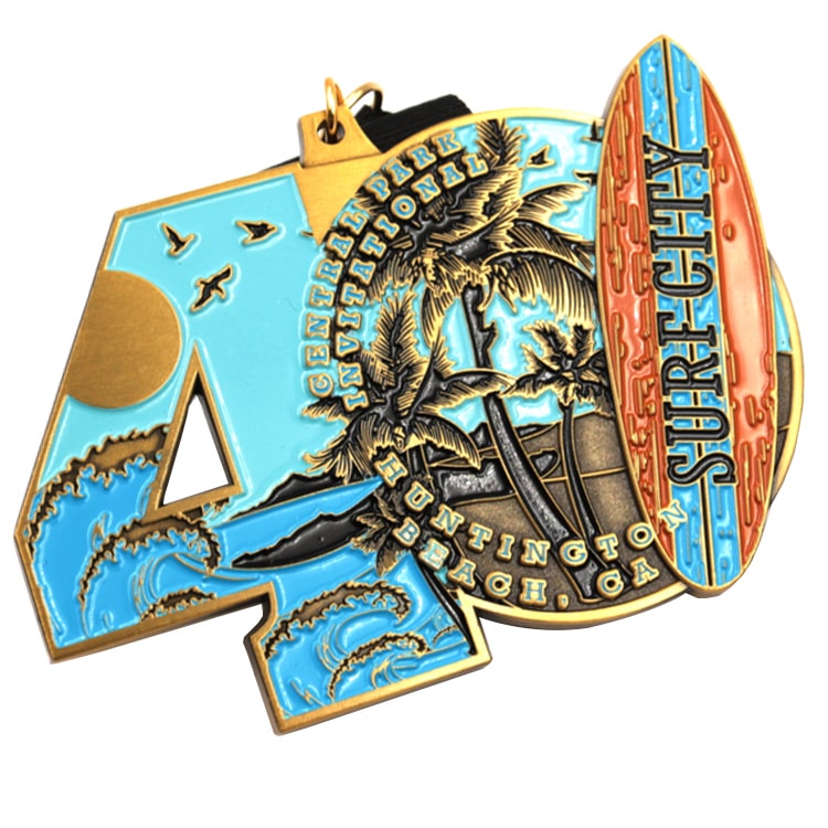 Custom design 40th anniversary surf city medal