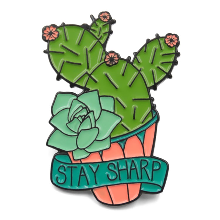 Custom design cactus soft enamel pin