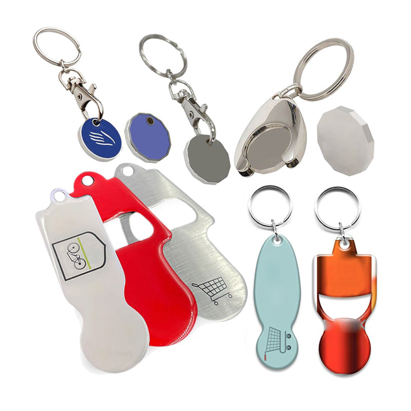 Customized logo trolley coin keychain