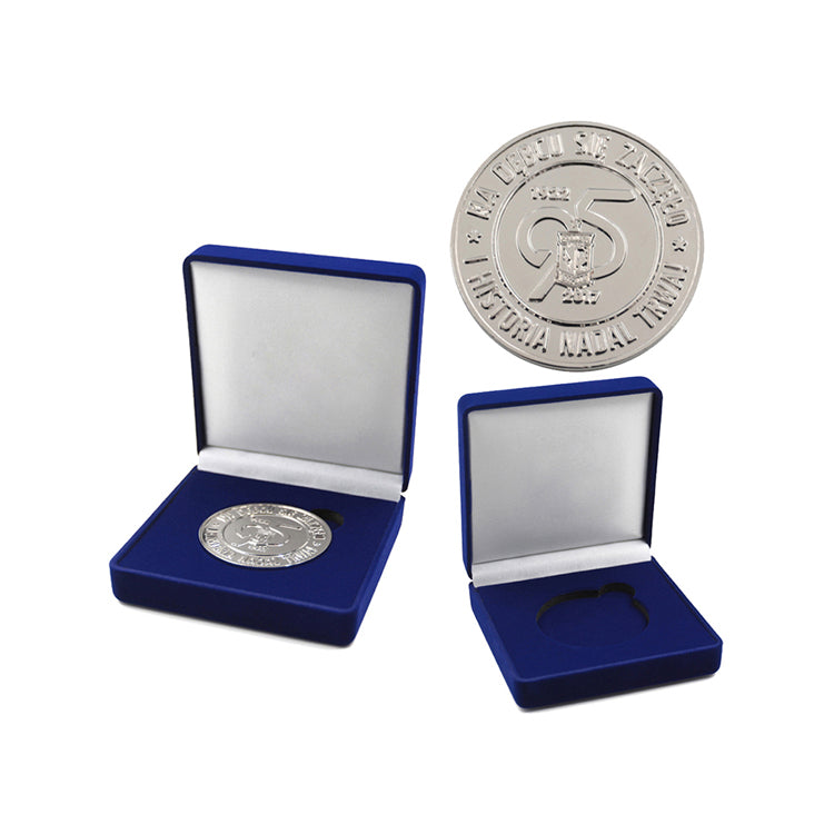 Metal commemorative coin with velvet box