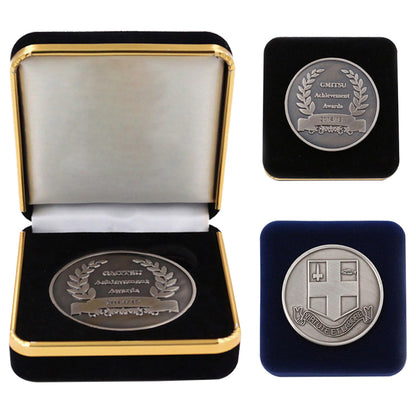 Metal commemorative coin with velvet box