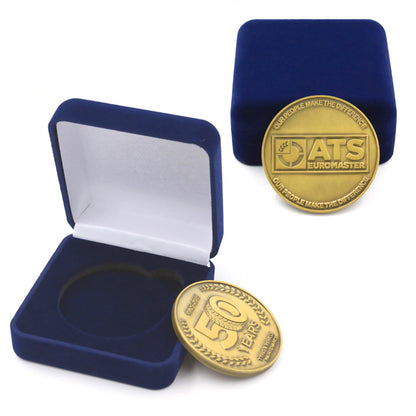 Metal commemorative coin with velvet box