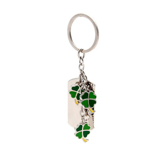 Metal soft enamel four-leaf clover keychain