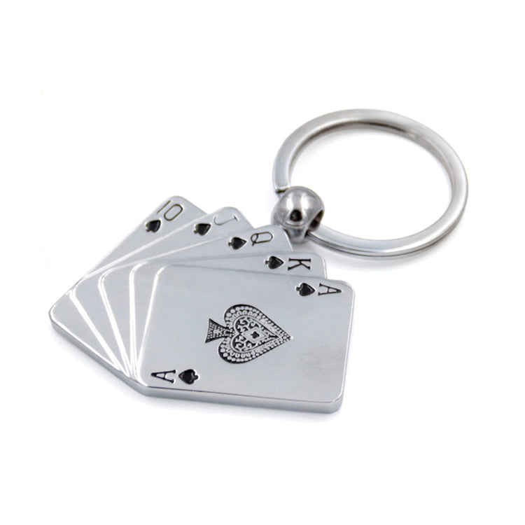 3D playing card metal keychain