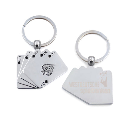 3D playing card metal keychain